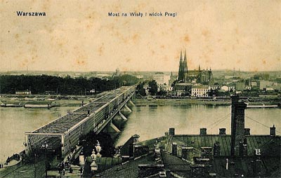 Most Kierbedzia widok Pragi