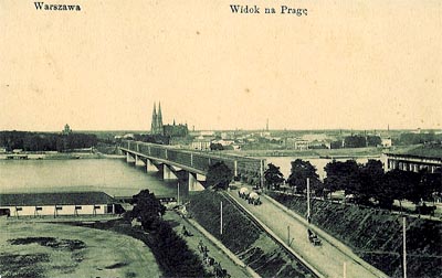 Most Kierbedzia, widok Pragi
